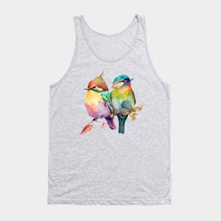 Two little colorful birds watercolor art Tank Top